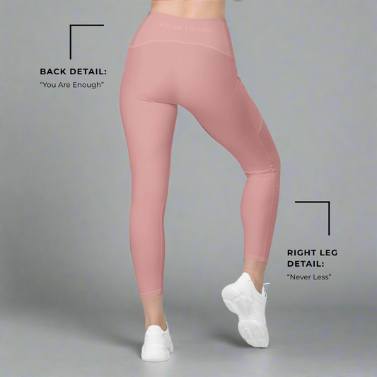 You Are Enough Crossover Recycled Leggings with Pockets - Blush Rose