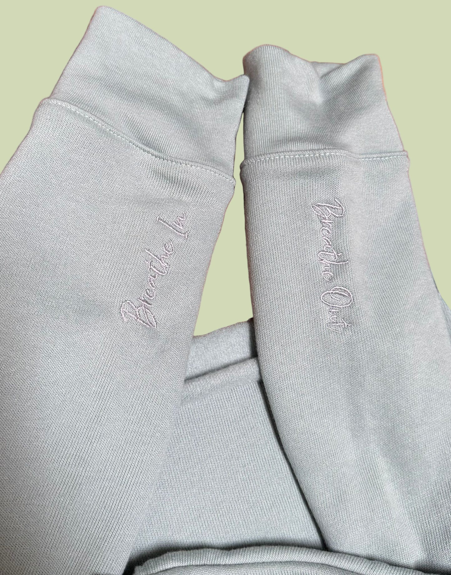 Just Breathe In & Out Women's Embroidered Fleece Crop Sweatshirt – Mint