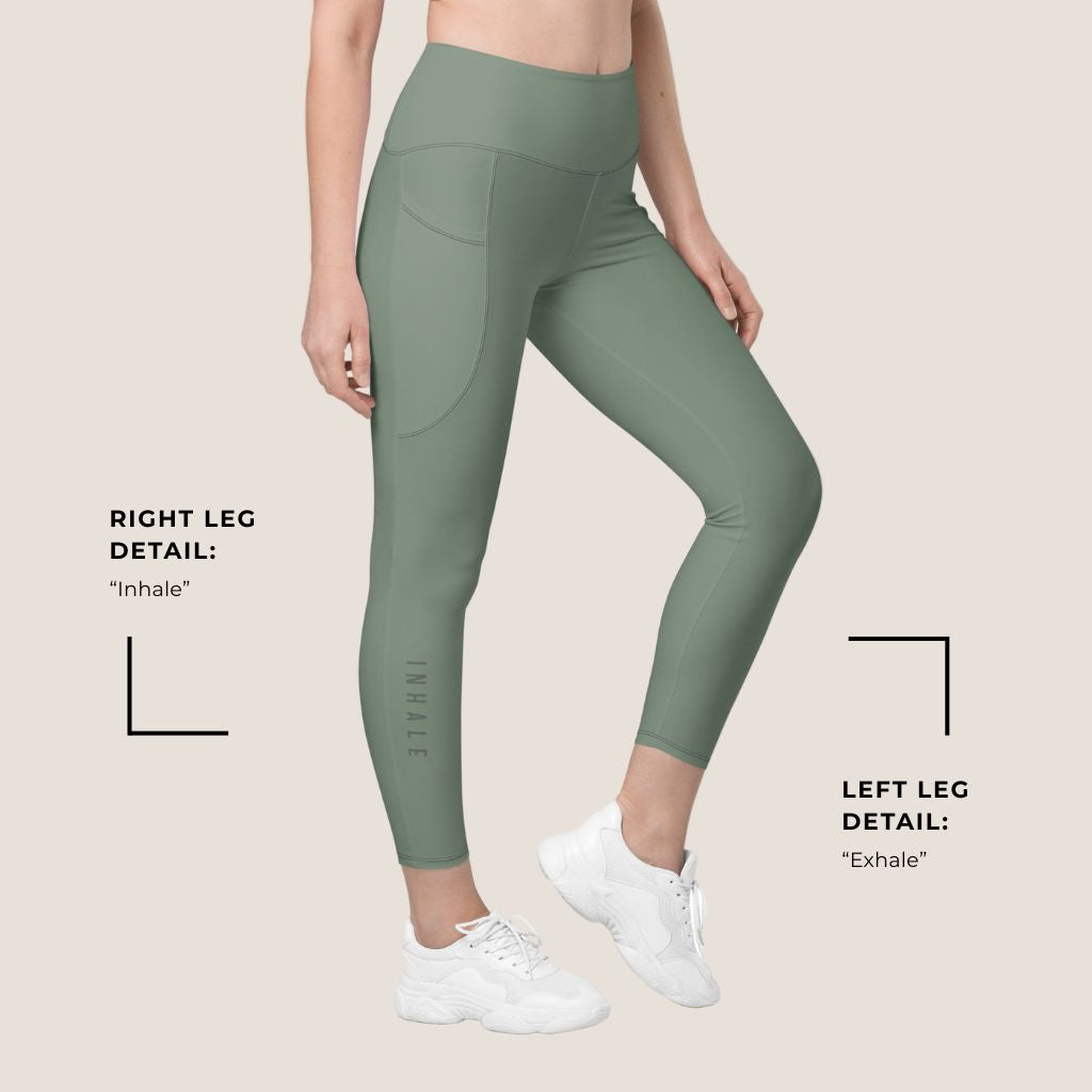 Just Breathe Eco-Friendly Recycled Soft Leggings with Pockets - Sage Green