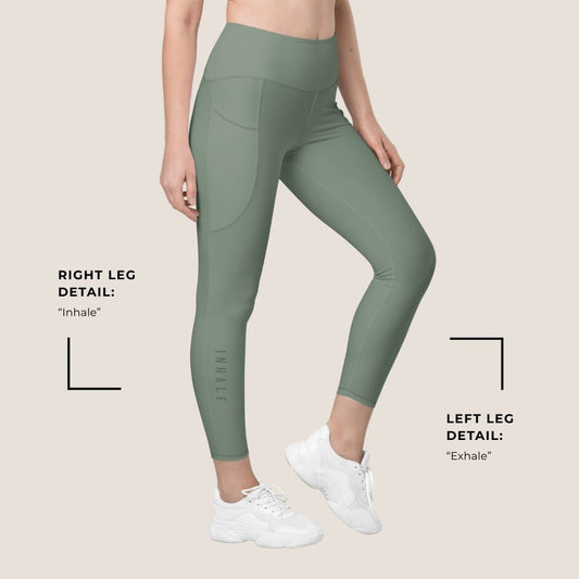 Just Breathe Eco-Friendly Recycled Soft Leggings with Pockets - Sage Green