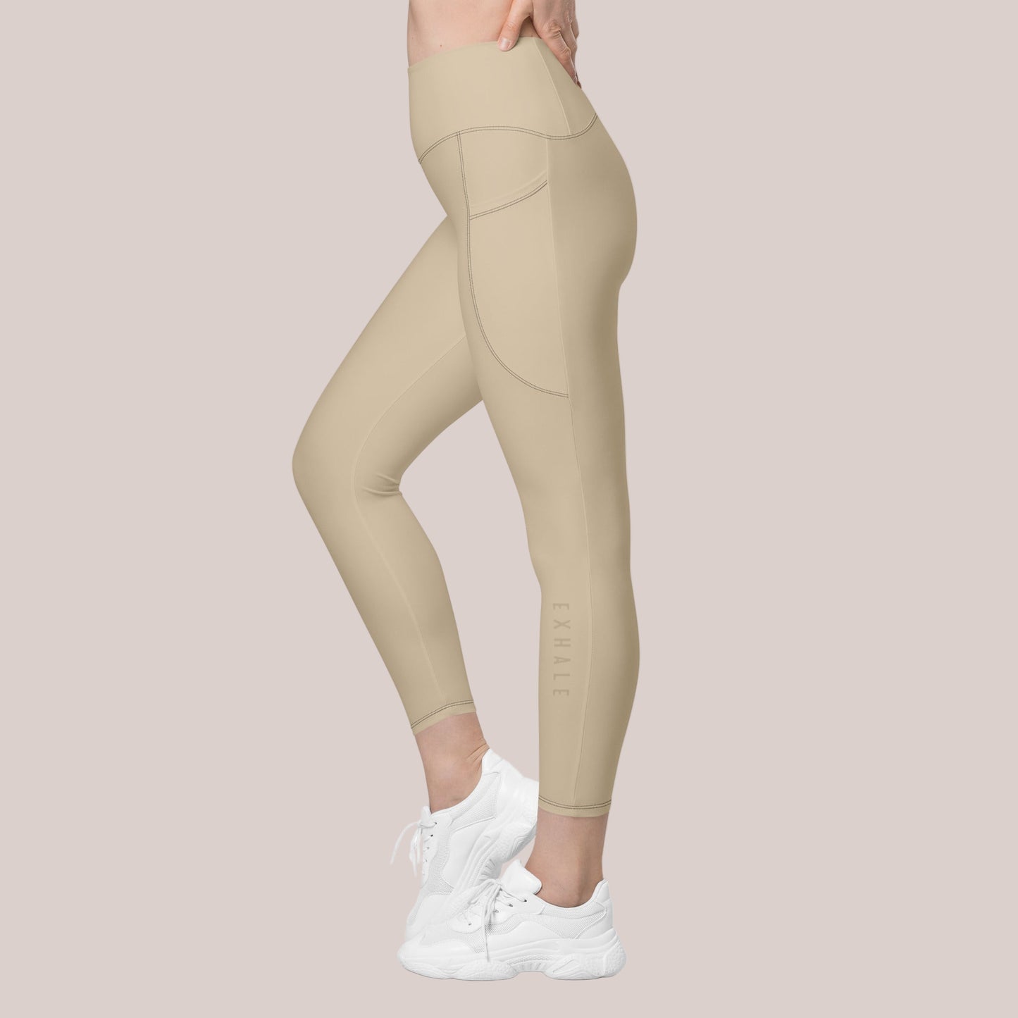 Just Breathe Eco-Friendly Recycled Soft Leggings with Pockets - Warm Sand
