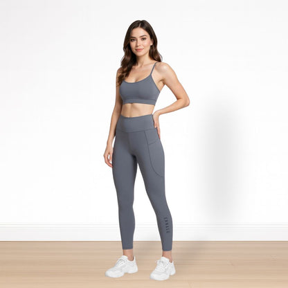 Just Breathe Eco-Friendly Recycled Soft Leggings with Pockets - Ash Grey