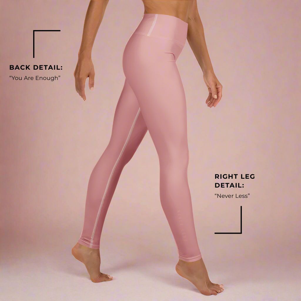 You Are Enough Classic Buttery-Soft High-Waisted Yoga Leggings - Blush Rose