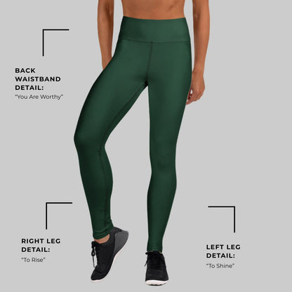 You Are Worthy Classic Buttery Soft High Waisted Yoga Leggings - Emerald Green