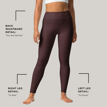 You Are Worthy Classic Buttery Soft High Waisted Leggings - Oxblood Burgundy