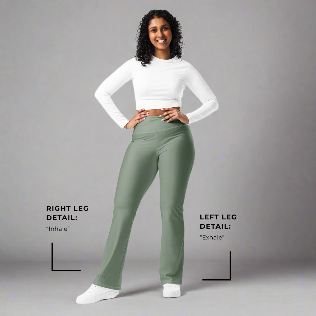 Just Breathe Eco-Friendly Recycled Soft Flare Leggings - Sage Green