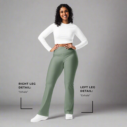Just Breathe Eco-Friendly Recycled Soft Flare Leggings - Sage Green