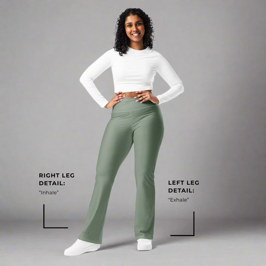 Just Breathe Eco-Friendly Recycled Soft Flare Leggings - Sage Green