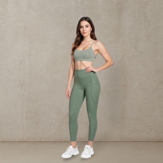 Just Breathe Eco-Friendly Recycled Soft Leggings with Pockets - Sage Green