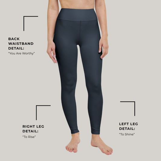 You Are Worthy Classic Buttery Soft High Waisted Yoga Leggings - Sapphire Navy