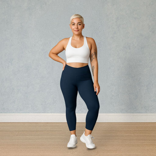 You Are Worthy Eco-Friendly Recycled Leggings with Pockets - Sapphire Navy