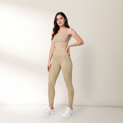 Just Breathe Eco-Friendly Recycled Soft Leggings with Pockets - Warm Sand