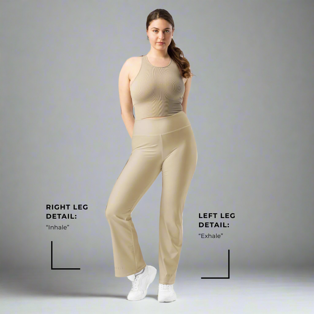 Just Breathe Eco-Friendly Recycled Soft Flare Leggings - Warm Sand