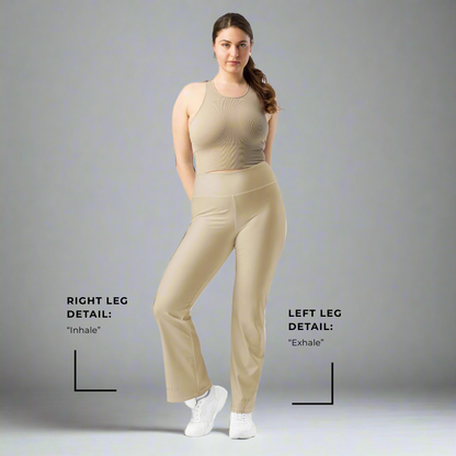 Just Breathe Eco-Friendly Recycled Soft Flare Leggings - Warm Sand