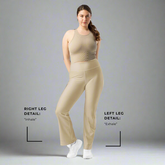 Just Breathe Eco-Friendly Recycled Soft Flare Leggings - Warm Sand