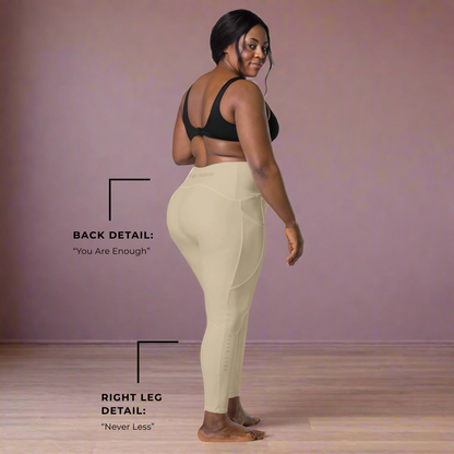 You Are Enough Crossover Recycled Leggings with Pockets - Warm Sand