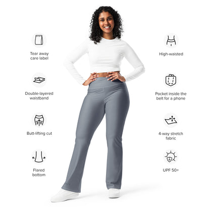 Just Breathe Eco-Friendly Recycled Soft Flare Leggings - Ash Grey