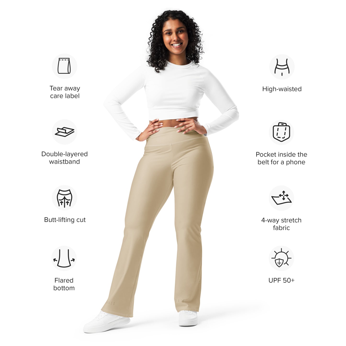 Just Breathe Eco-Friendly Recycled Soft Flare Leggings - Warm Sand