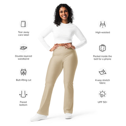 Just Breathe Eco-Friendly Recycled Soft Flare Leggings - Warm Sand