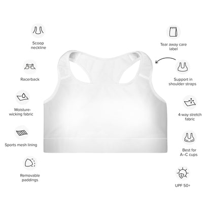 White Minimalist Padded Sports Bra