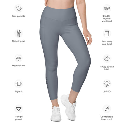 Just Breathe Eco-Friendly Recycled Soft Leggings with Pockets - Ash Grey