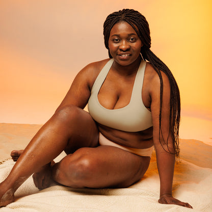 You Are Worthy Recycled Longline Sports Bra - Warm Sand