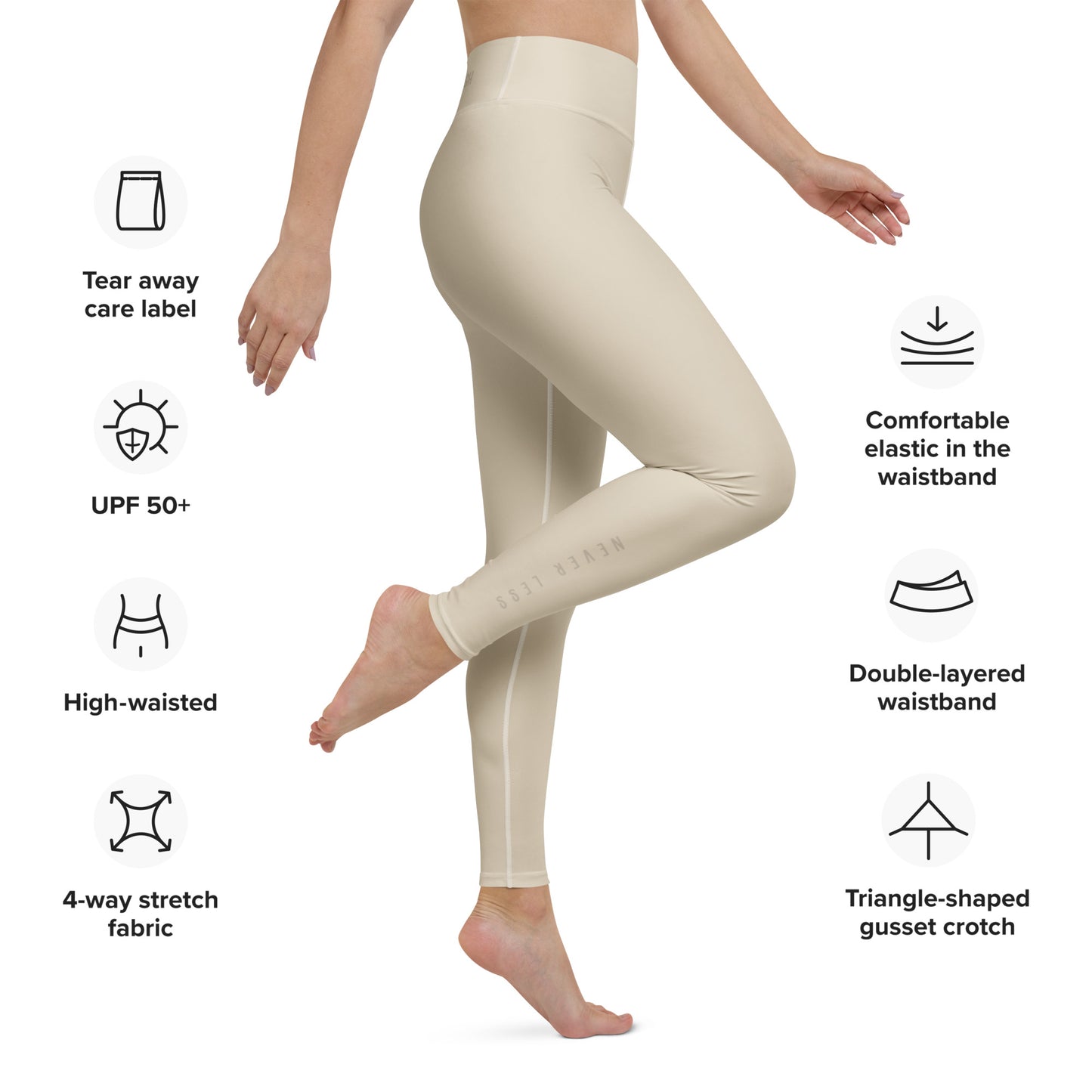 You Are Enough Classic Buttery-Soft High-Waisted Yoga Leggings - Cream