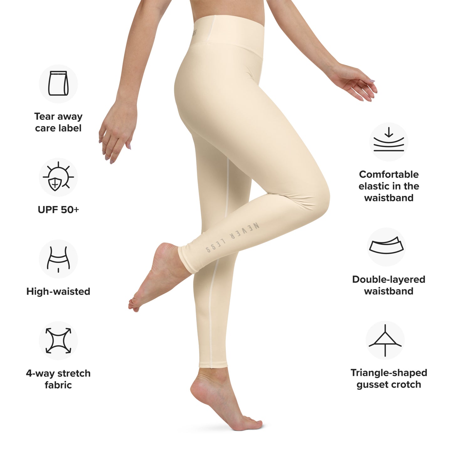 You Are Enough Classic Buttery-Soft High-Waisted Yoga Leggings - Stone Beige