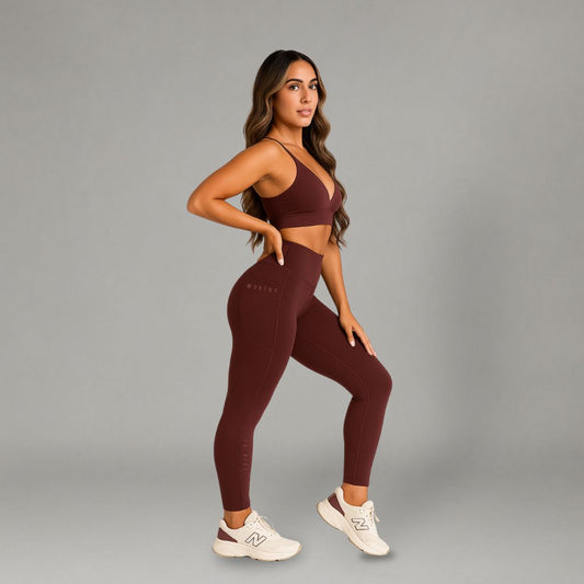 You Are Worthy Eco-Friendly Recycled Leggings with Pockets - Oxblood Burgundy
