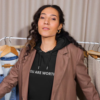 You Are Worthy Embroidered Eco Raglan Hoodie - Black, Burgundy, Green